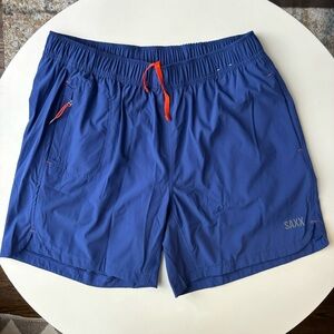 SAXX Men’s 7” Gainmaker 2N1 Athletic Short Size XL NWOT Blue Lined